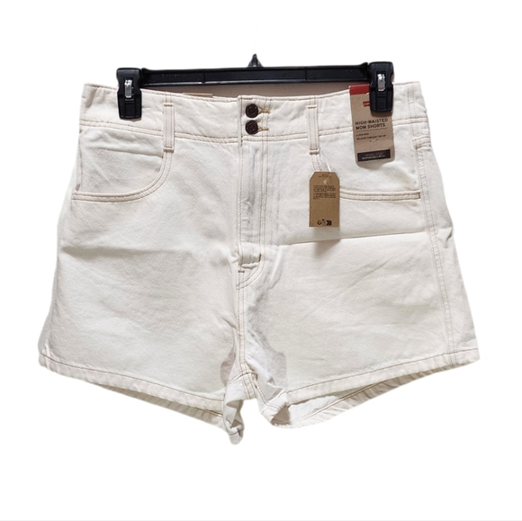 Levi's Women's High Waisted Mom Shorts Vintage-inspired Denim Size 31 Ecru Ethos - Picture 5 of 9
